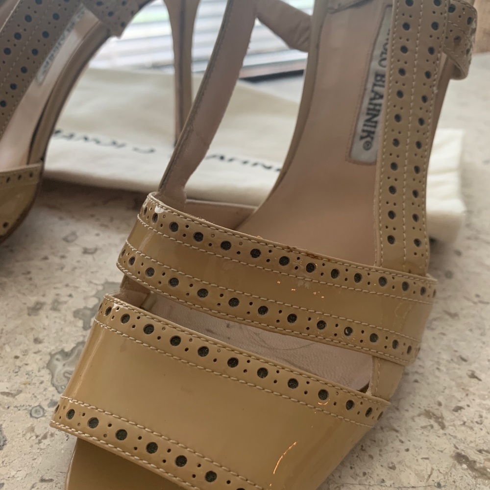 Manolo Blahnik sling back peep toe pumps - Picture 4 of 8